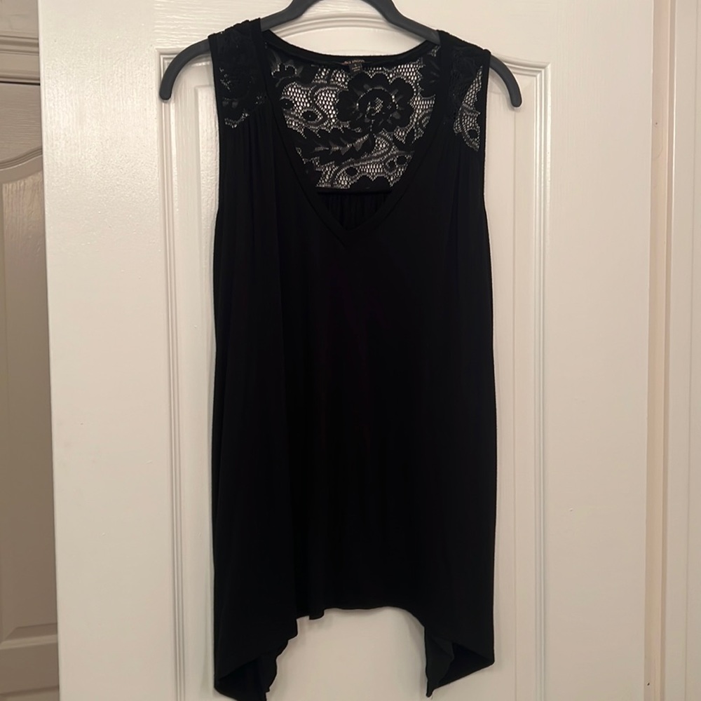 Ellla Moss Black Lace Trim Tunic Cover Up Size Small